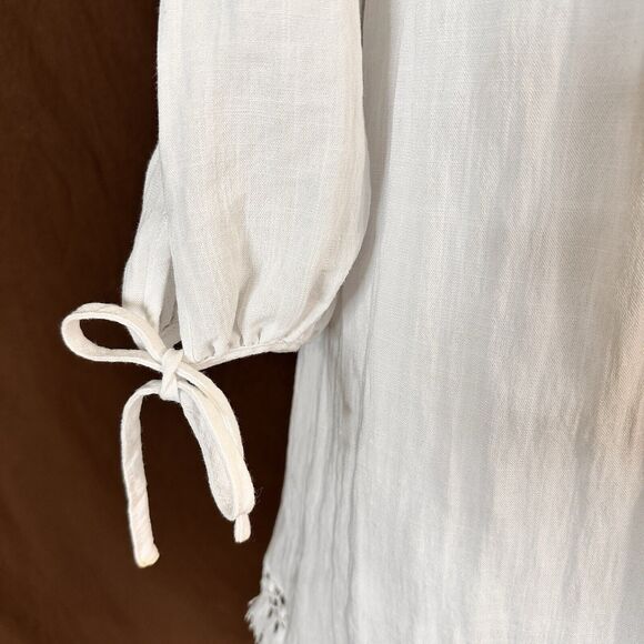 Lilly Pulitzer White Adira Dress Tassel Hem Balloon Sleeve Dress Medium - Picture 6 of 10